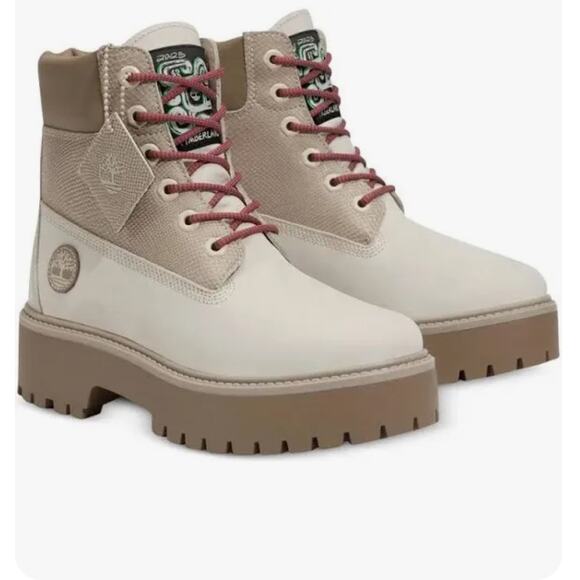 Timberland Stone Street Platform Hiker Boots -White Nubuck-Size: 8 - Picture 3 of 8